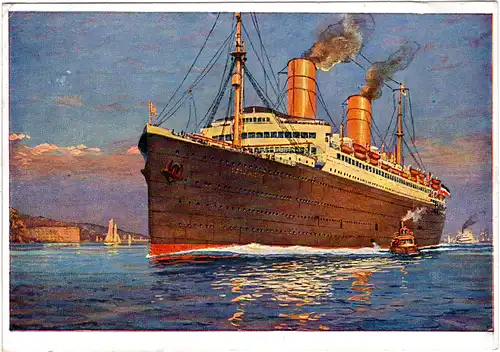 Dampfer Columbus, 1928 gebr. Schiff Farb-AK