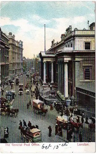 GB, London General Post Office, 1905 gebr. Farb-AK