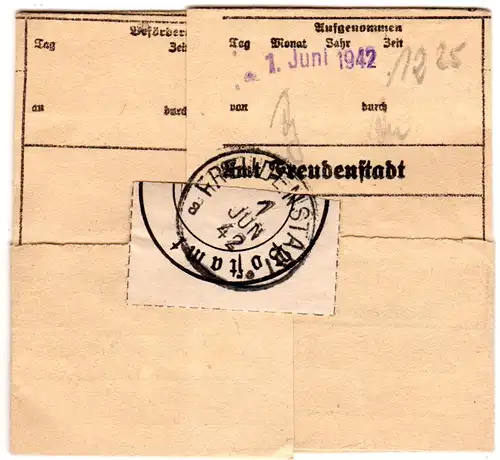 DR 1942, Telegramm aus Lindow m. Stpl. u. Verschlussetikett v. FREUDENSTADT