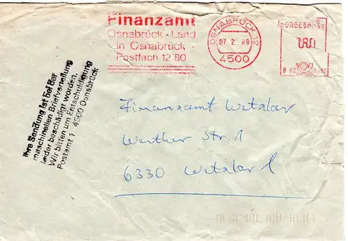 BRD 1989, Briefautomation, beschädigter Brief v. OSNABRÜCK  m. Hinweis Stempel.