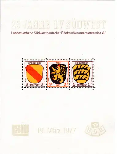 25 Jahre LV Südwest, Erinnerungsblock m. Nachempfindung v. Französ. Zone Marken