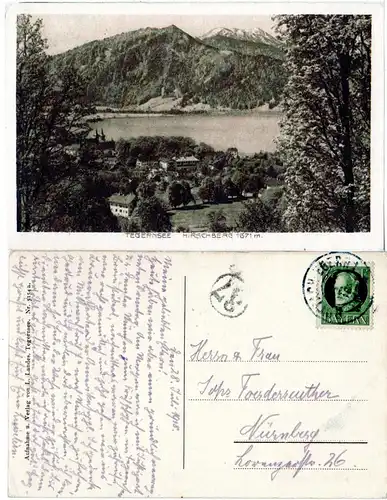 Tegernsee, Aussicht v. Hirschberg, 1918 v. Rottach Egern gebr. sw-AK