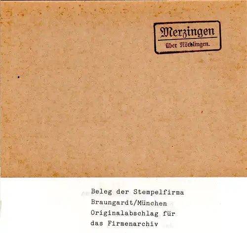 Landpoststellen Stpl. MERZINGEN über Nördlingen, Originalprobe aus Archiv