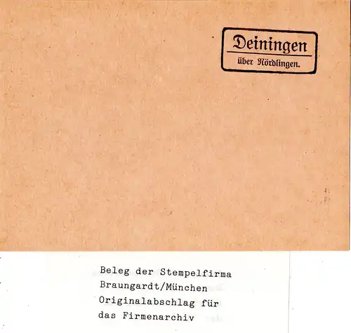 Landpoststellen Stpl. DEININGEN über Nördlingen, Originalprobe aus Archiv