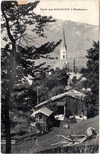 Schliersee m. Gebäuden, 1912 gebr. sw-AK