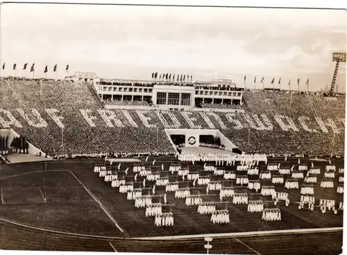 Leipzig, Stadion m. Veranstaltung Auf Friedenswache, ungebr. sw-AK