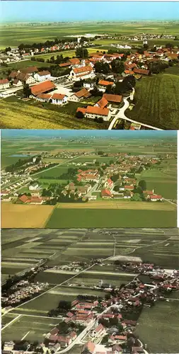OTZING b. Plattling, 3 Luftbild Farb-AK, 1mal gebr. 1965