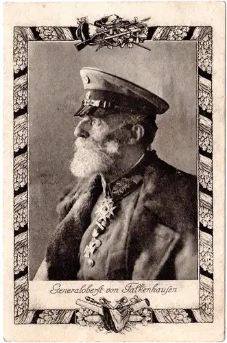 WK I, Generaloberst von Falkenhausen, 1915 gebr. sw-AK