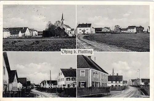 OTZING b. Plattling, div. Strassen u. Gebäude, gebr. Mehrbild sw-AK