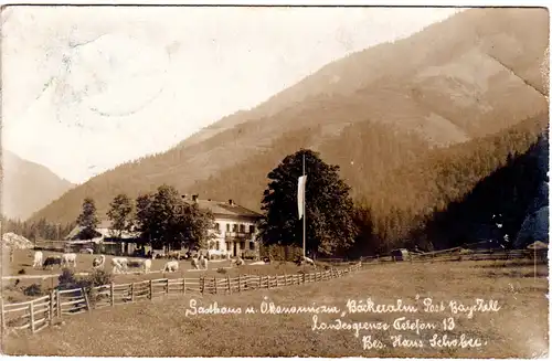 Bayrischzell, Gasthaus Schober Bäckeralm, 1924 m. Bahnpost gebr. sw-AK