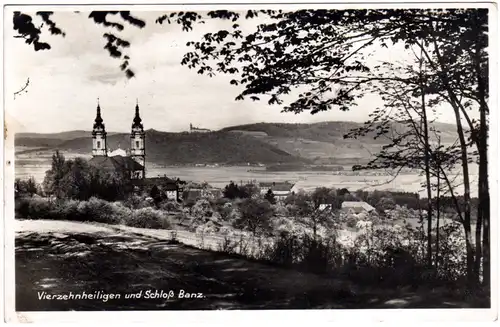 Vierzehnheiligen u. Schloss Banz, 1932 m. Landpost Stpl. Lichtenfels gebr. sw-AK