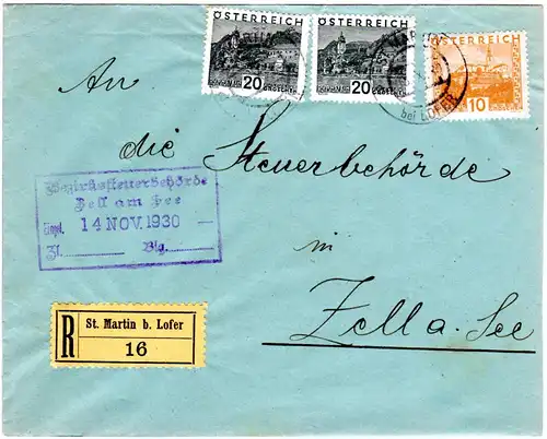 Österreich, 10+2x20 Gr. auf Einschreiben Brief v. St. Martin b. Lofer (Salzburg)