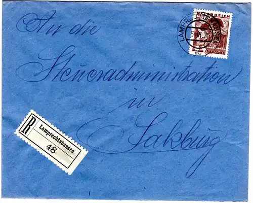 Österreich 1935, EF 64 Gr. auf Einschreiben Brief v. LAMPRECHTSHAUSEN