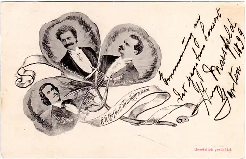 Österreich k.k. Hofball Musikdirektoren Strauss, sw-AK 