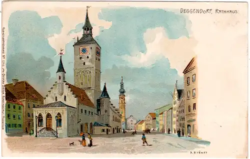 Deggendorf Rathaus, ungebr. Kunstdruck Farb-AK. 