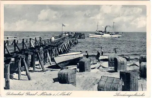 Graal-Müritz, Landungsbrücke m. Dampfer, 1940 gebr. sw-AK
