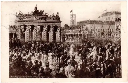 Berlin, Einzug der Truppen 1871, 1911 gebr. Rotes Kreuz Jubiläums AK
