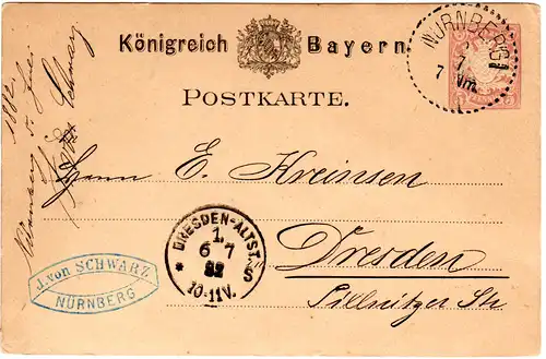 Bayern 1882, NÜRNBERG I, der ERSTE BAYERISCHE PUNKTSTEMPEL!!!