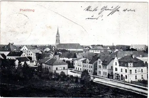 Plattling m. Kaufhaus Oskar Kohn, 1912 gebr. sw-AK