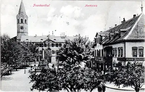 Frankenthal, Marktplatz m. Gebäuden, 1911 gebr. sw-AK