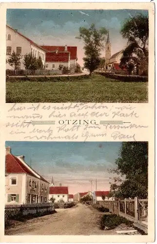 OTZING Strassenansichten m. Gebäuden, 1930 gebr. Farb-AK