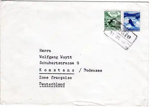 Schweiz 1948, Bodio (Ticino), bahnamtl. R2 auf Brief m. 10+30 C.
