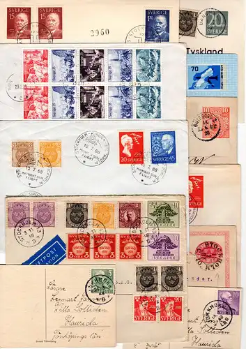 Schweden, kl. Partie v. 11 Briefen, Karten u. Ganzsachen