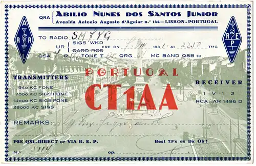 Portugal, Lisboa Radio Postkarte m. diversen Vermerken