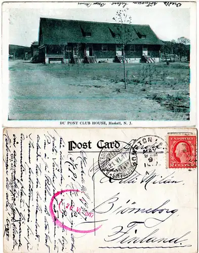 USA, HASKELL N.J., Du Pont Club House, 1916 v. POMPTON LAKES gebr. sw-AK