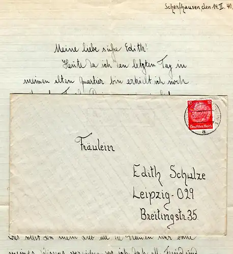 DR 1940, Landpost Stpl. Scherfhausen über Grevenbroich auf Brief m. 12 Pf. 