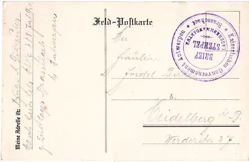 Belgien 1917, Karte v. Antwerpen m. Briefstempel Lagerkommandatur Brasschaet