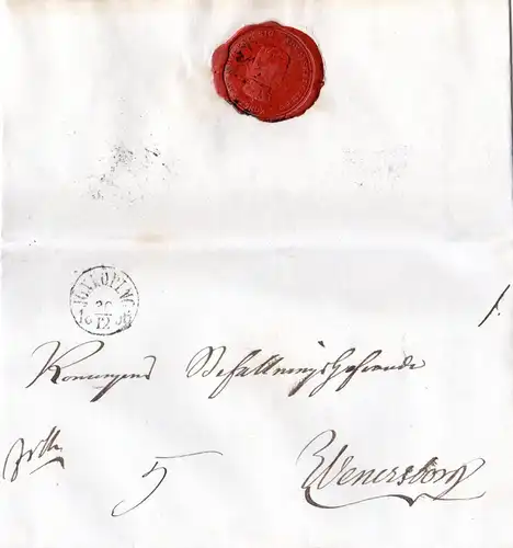 Schweden 1856, K1 JÖNKÖPING auf gesiegeltem Brief n. Wenersborg.