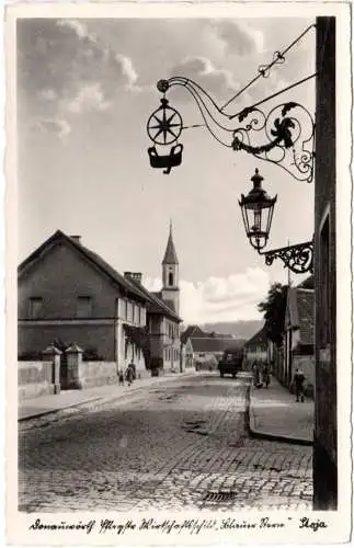 Donauwörth, Pflegstrasse m. Gasthaus-Schild Blauer Stern, ungebr. sw-AK