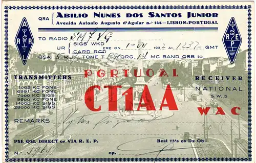 Portugal, Lissabon, 1932 gebr. Radio-Funk Karte 