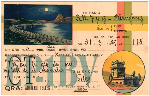 Portugal, Lissabon, 1929 gebr. Radio-Funk Karte 
