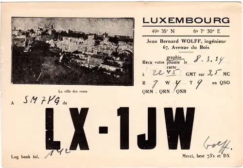 Luxembourg, La ville des roses, 1934 gebr. Radio-Funk Karte 