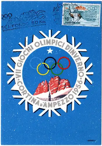 Italien  1956, 10 C. Olympiade auf attraktiver Maximumkarte