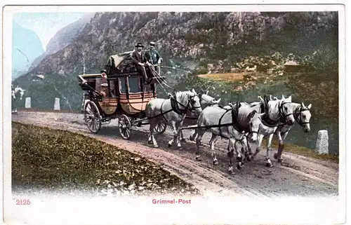 Schweiz, Grimsel-Post Pferdekutsche, ungebr. Farb-AK
