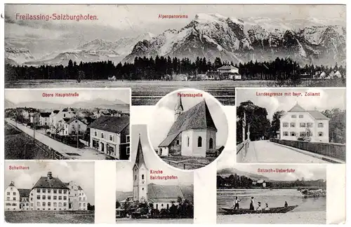 Freilassing-Salzburghofen m. Schule u. Zollamt, 1912 gebr. Mehrbild sw-AK