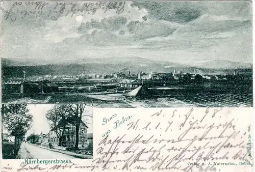 Gruss aus Bebra m. Nürnbergerstrasse, 1898 gebr. sw-AK