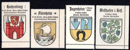 Hessen, Hachenburg, Flörsheim, Jugenheim, Westhofen, 4 Sammelmarken