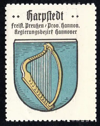 Niedersachsen, Harpstedt, Stadtwappen Sammelmarke m. Abb. Harfe