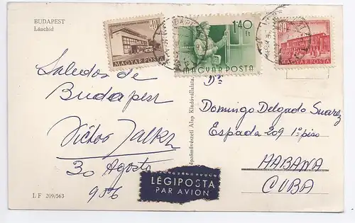 Ungarn 1956, Brief Stpl. Budapest a. Luftpost AK in die Karibik. 