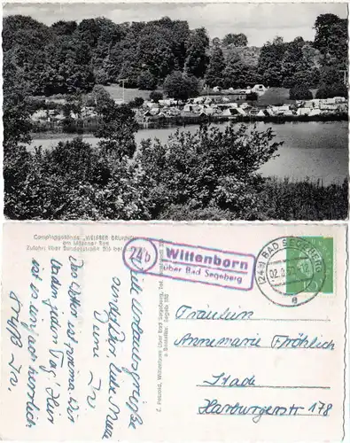Bad Segeberg, Camping Platz Mözener See, sw-AK m. Landpost Stpl. WITTENBORN 