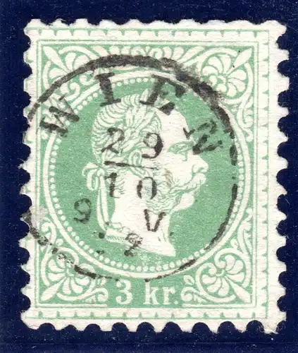 Österreich 3 Kr. m. zentr. Fingerhut Stpl. WIEN 