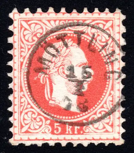 Österreich, MÖTTLING, zentr. u. klarer Krain Fingerhut Stpl. auf 5 Kr.