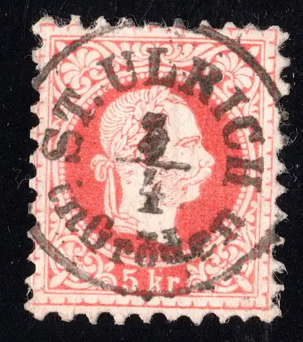 Österreich, ST. ULRICH in Gröden, klarer u. zentr. Tirol-K1 auf 5 Kr.