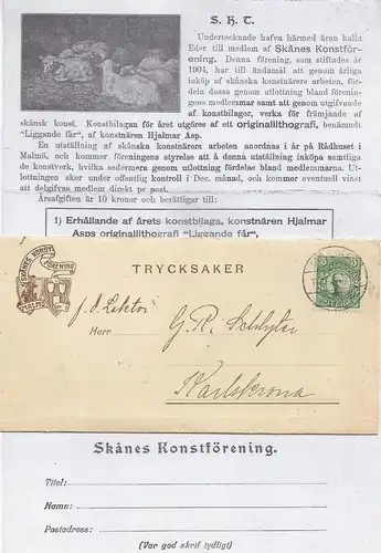 Schweden 1920, Skane Konstforening, Bilder Brief  v. Malmö m. 5 öre.  #2200