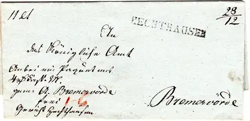 Hannover, L1 HECHTHAUSEN 28/12 auf Paket Brief n. Bremervörde.