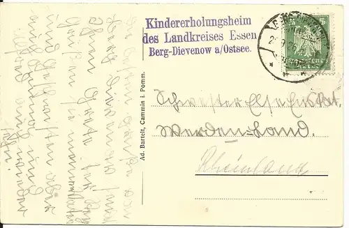 Berg Dievenow, Ostsee, Kinderheim Essen Land, 1926 gebr. sw-AK (heute Polen)